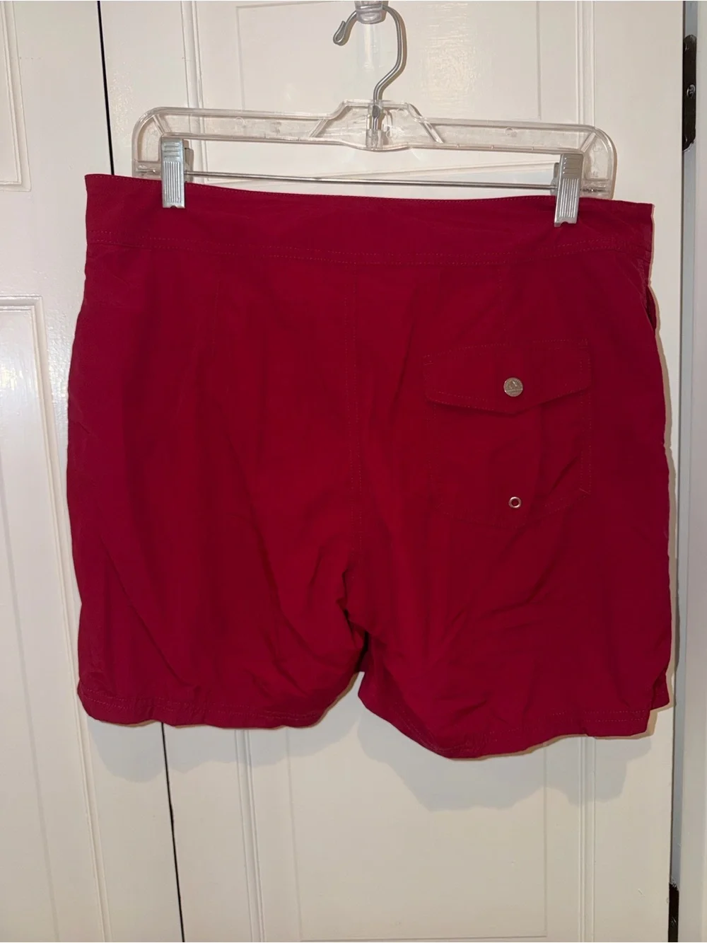 Lacoste Men's Deep Red Athletic Swim Shorts with Side Logo